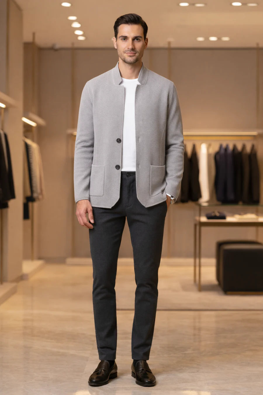 Cardigan Uomo Colletto Coreano Slim